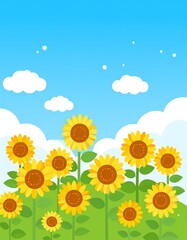 Sunflower field under a blue sky