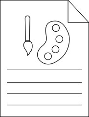 paper icon line and paint palette brush icon