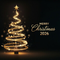 Luxury Metallic Gold and Black Minimalist Christmas Tree with Soft Pastel Tones and Festive Elements