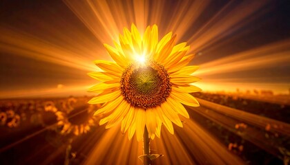 Sunflower in sunbeams