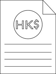 paper icon sketch and dollar to Hong Kong dollar coin conversion icon