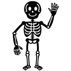 cute skeleton waving hello clipart on white backgr.eps