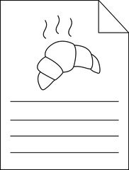 sketch of paper icon and hot croissant icon