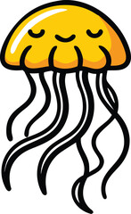 cute jellyfish floating cartoon clipart on white b.eps