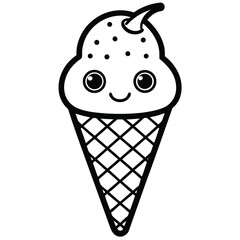 cute ice cream cone summer cartoon clipart on whit (1).eps