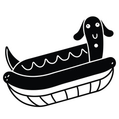 cute hot dog in paper tray  minimal flat fast food (3).eps