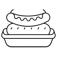 cute hot dog in paper tray  minimal flat fast food (1).eps