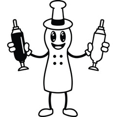 cute hot dog chef character holding ketchup and mu (1).eps