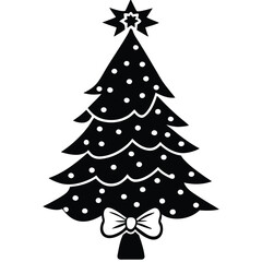 cute christmas tree with bow tie cartoon illustrat.eps