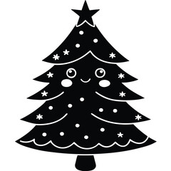 cute christmas tree with rosy cheeks clipart on wh (1).eps