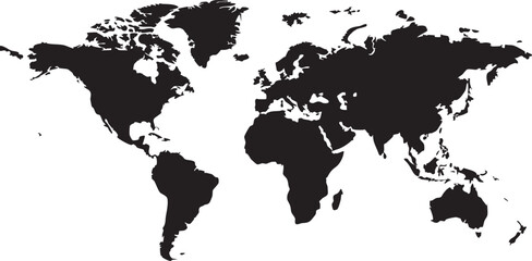 Simple Grey World Map with Pacific Ocean Center View © MdFahim