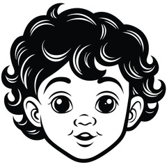 cute baby face with curl of hair vector on white b (3).eps