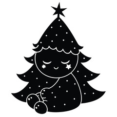 cute baby christmas tree sleeping cartoon illustra.eps