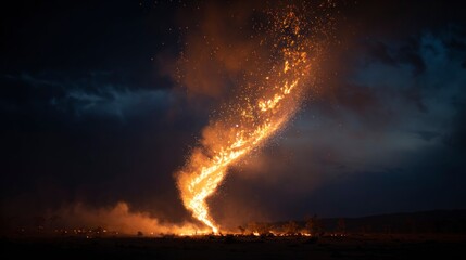 Obraz premium Fiery tornado night sky