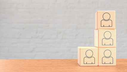 The Icon man on wood cube for Human Resources or Business concept 3d Rendering.