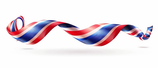 abstract thailand flag ribbon, patriotic design, isolated on white background, thai national colors, freedom and celebration.
