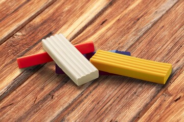 Different colored plasticine Educational games for children.