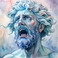 Laocoon Crying With Neon Tears, an Expressive Depiction of Ancient Emotion and Artistry