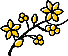cherry blossom branch silhouette vector on white b (1).eps