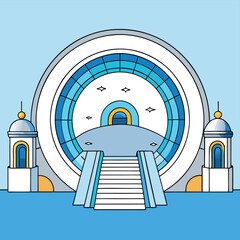 circular arch opening in futuristic white architec (1).eps
