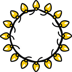 christmas wreath with glowing lights illustration .eps