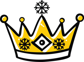 crown with snowflake gems winter theme on white ba.eps
