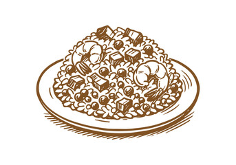 Fried Rice hand drawn sketch vector illustration