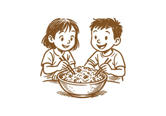 Fried Rice hand drawn sketch vector illustration