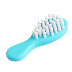 Turquoise Baby Hairbrush with White Bristles Isolated on Transparent Background for Gentle Hair Care and Styling in Neutral Lighting Studio Setup