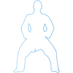 Hand Drawn Karate Woman Illustration. Vector Line Art