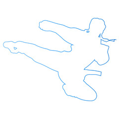 Hand Drawn Karate Woman Illustration. Vector Line Art © Fadhil