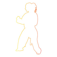 Hand Drawn Karate Woman Illustration. Vector Line Art