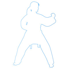 Hand Drawn Karate Woman Illustration. Vector Line Art