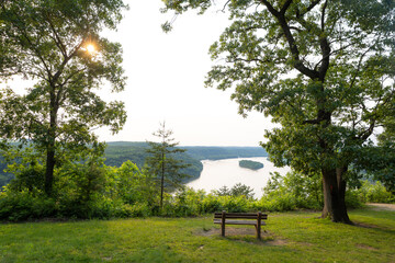 Overlook at lake in summer time