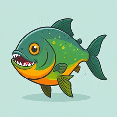 Cartoon piranha swimming in water