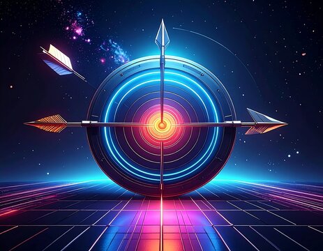 Futuristic target with arrows - Powered by Adobe