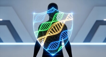 Genetic Protection DNA Shield Human Silhouette Future Health Medicine Science