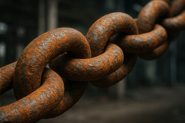 Fototapeta premium Rusted Heavy Chain Links In Abandoned Industrial Setting
