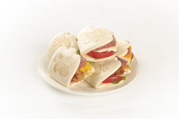 Bear Paw Print Sandwiches with Fresh Ingredients on White Background