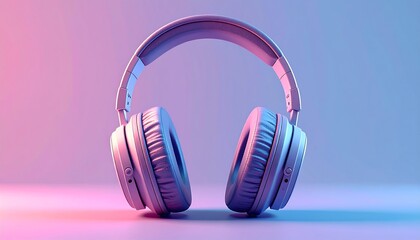 Stylish headphones in vibrant lighting