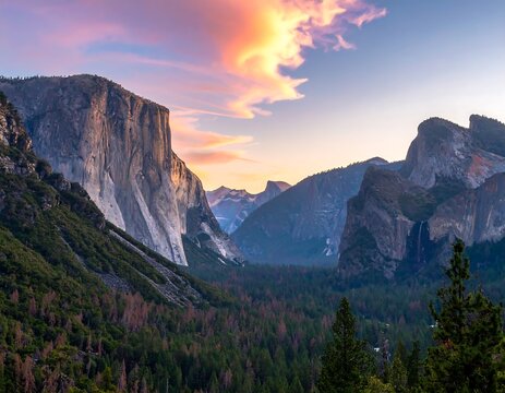 Yosemite Valley Sunrise Panorama. - Powered by Adobe