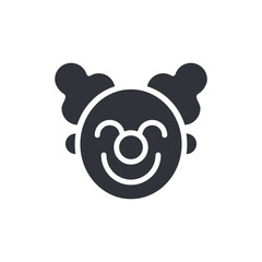 Cartoon Clown Face Icon With Two Pompoms And A Smiling Expression