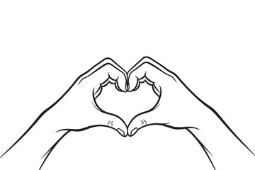 Obraz premium A pair of hands forming a heart shape isolated on white background, symbolizing love, affection, and connection through a simple and universal gesture vector illustration