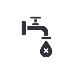 Faucet With X Mark Symbolizing No Water Droplet Icon Concept