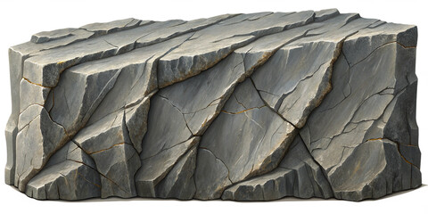 Stylized Rock Formation with Cracks and Layers Isolated on Transparent Background
Cartoon Stone Cliff with Sharp Edges and Detailed Rock Textures, High Resolution PNG