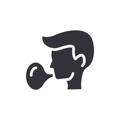 Silhouette Of A Person Blowing A Bubble Gum Illustrated Design