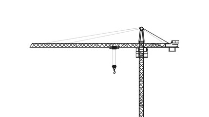 Line drawing of a construction crane against a white background.