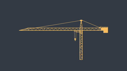 Illustration of a yellow tower crane against a dark blue background.