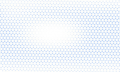 Triangles Modern Halftone Geometric Pattern Vector Radial Border White Blue Abstract Background. Faded Checkered Triangle Particles Subtle Texture. Half Tone Art Graphic Pure Light Wide Wallpaper