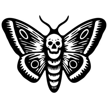 ilustracion en tinta de halloween, polilla de terror